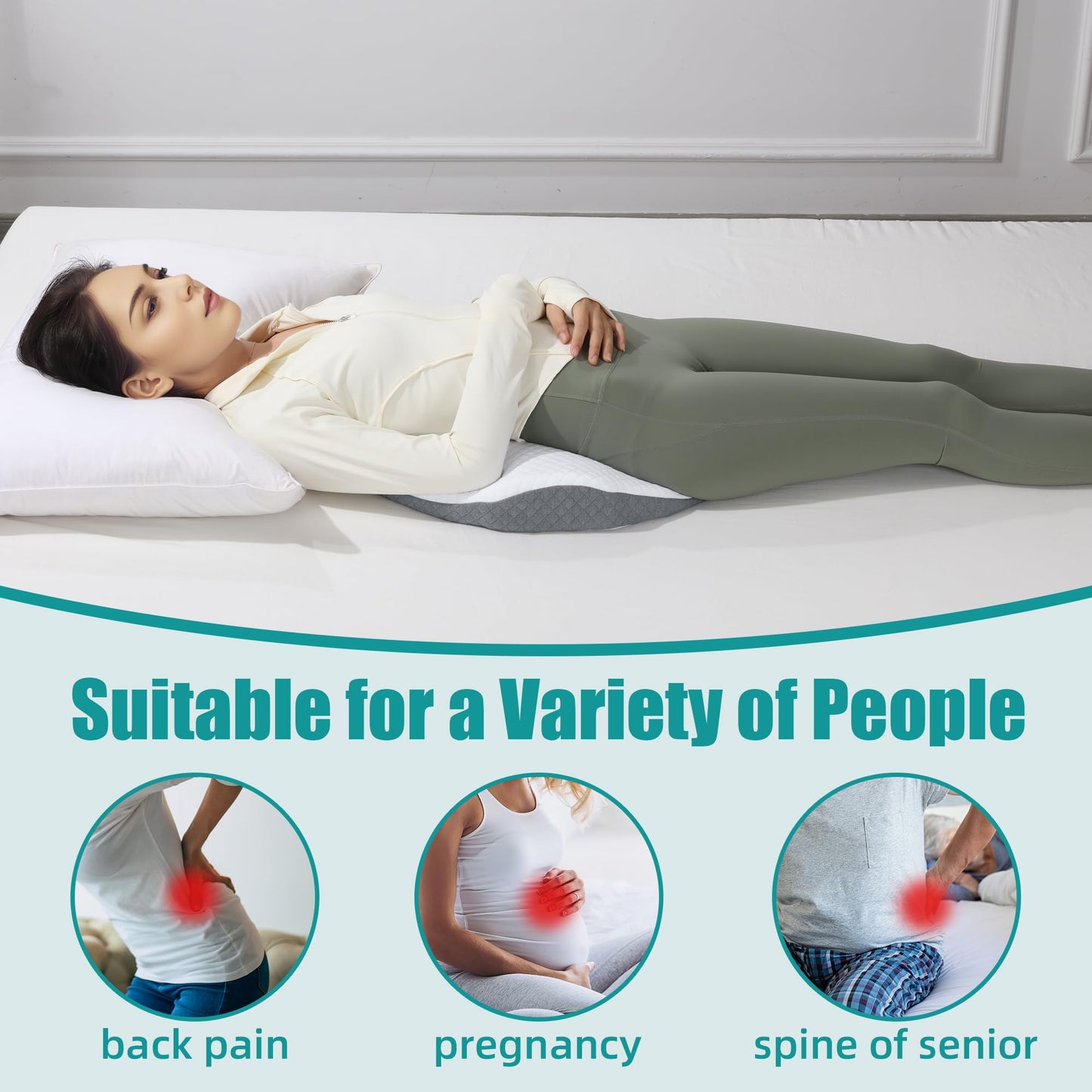 Hombys Health Memory Foam Lumbar Support Pillow for Bed