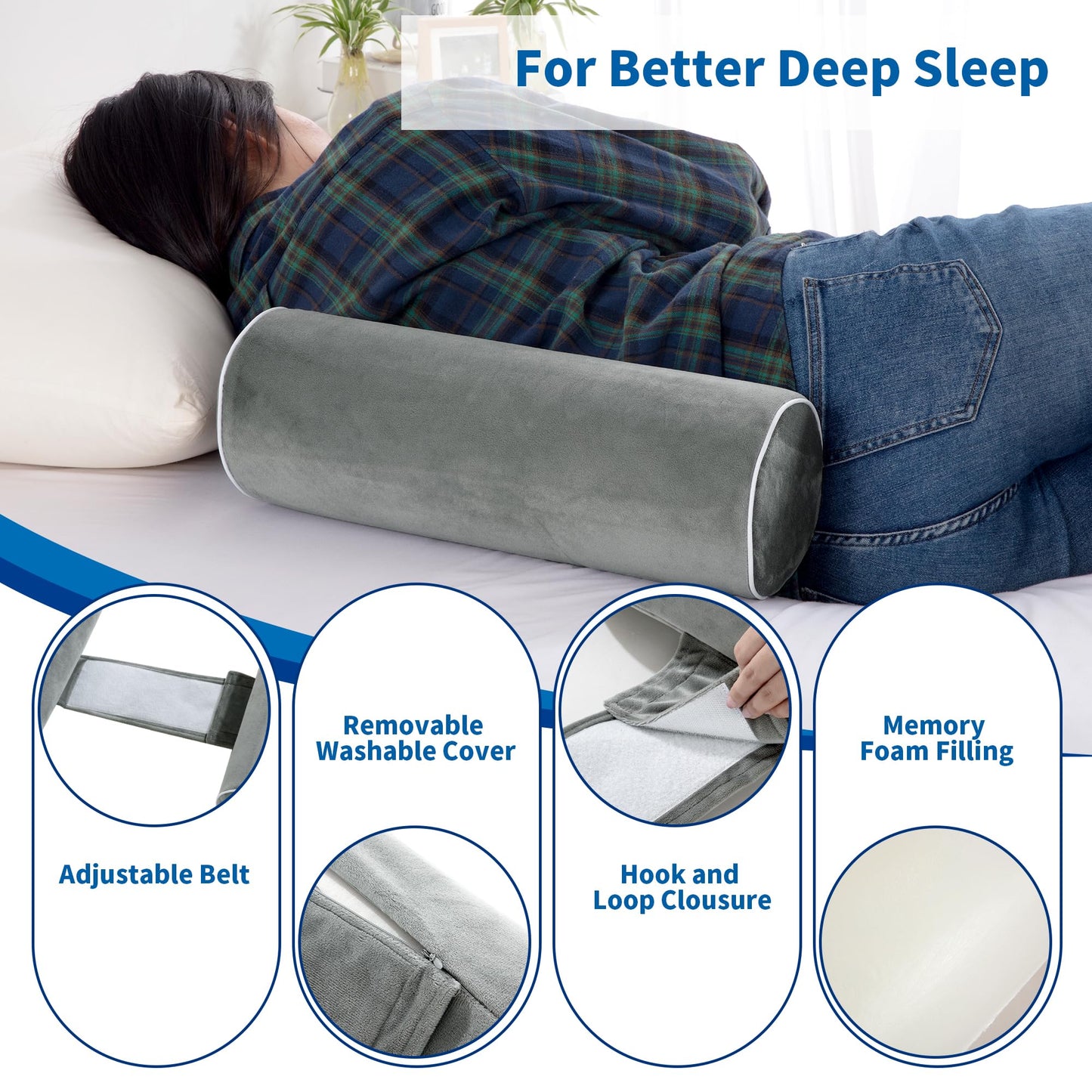 Hombys Health Side Sleeping Training Body Pillow (Roll Cylinder Design)