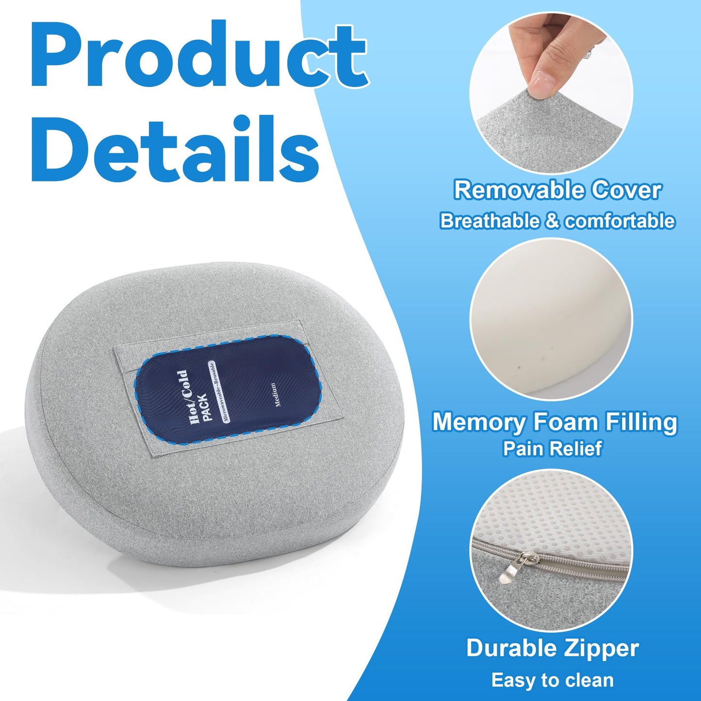 Hombys Health Cooling Donut Pillow with Hot & Cold Therapy Packs