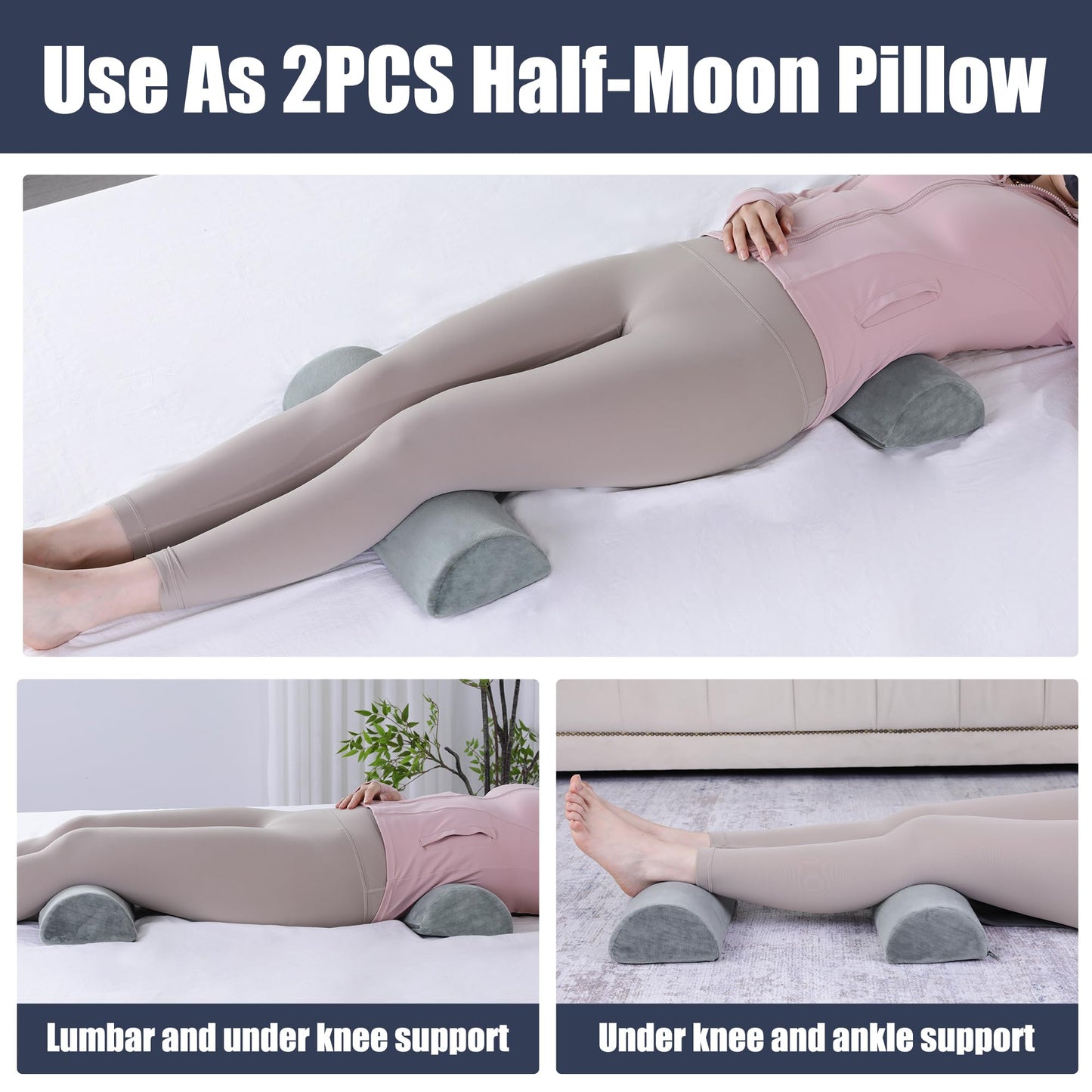 Hombys Health Memory Foam Sleep Position Training Pillow (Half Moon Bolster)
