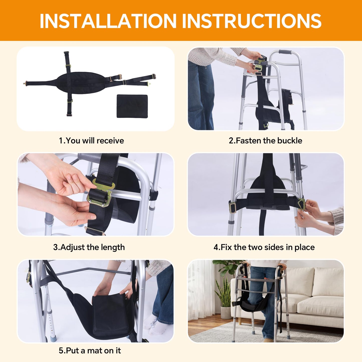 Knee Sling for Walker - Adjustable Leg Support Pad for Foot Surgery Recovery, Comfortable Foam Cushion