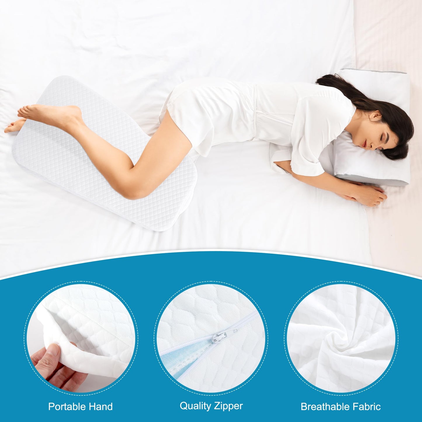 Hombys Health Knee Pillow for Side Sleepers – Memory Foam Leg Pillow for Body Alignment, Lower Back Pain Relief & Pregnancy Support