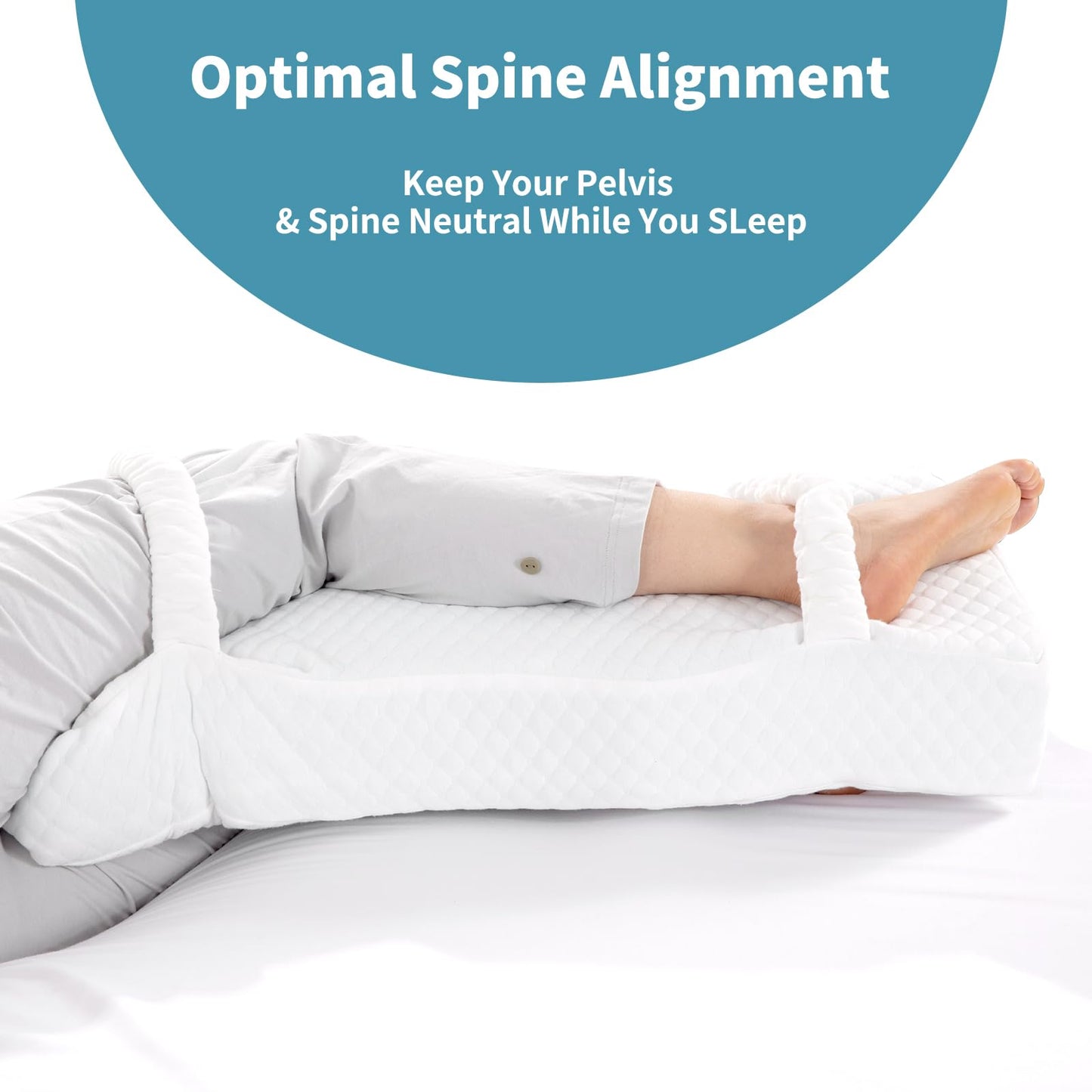 Hombys Health Knee Pillow for Side Sleepers – Memory Foam Leg Support Pillow with Strap for Better Body Alignment, Hip Comfort & Lower Back Pain Relief