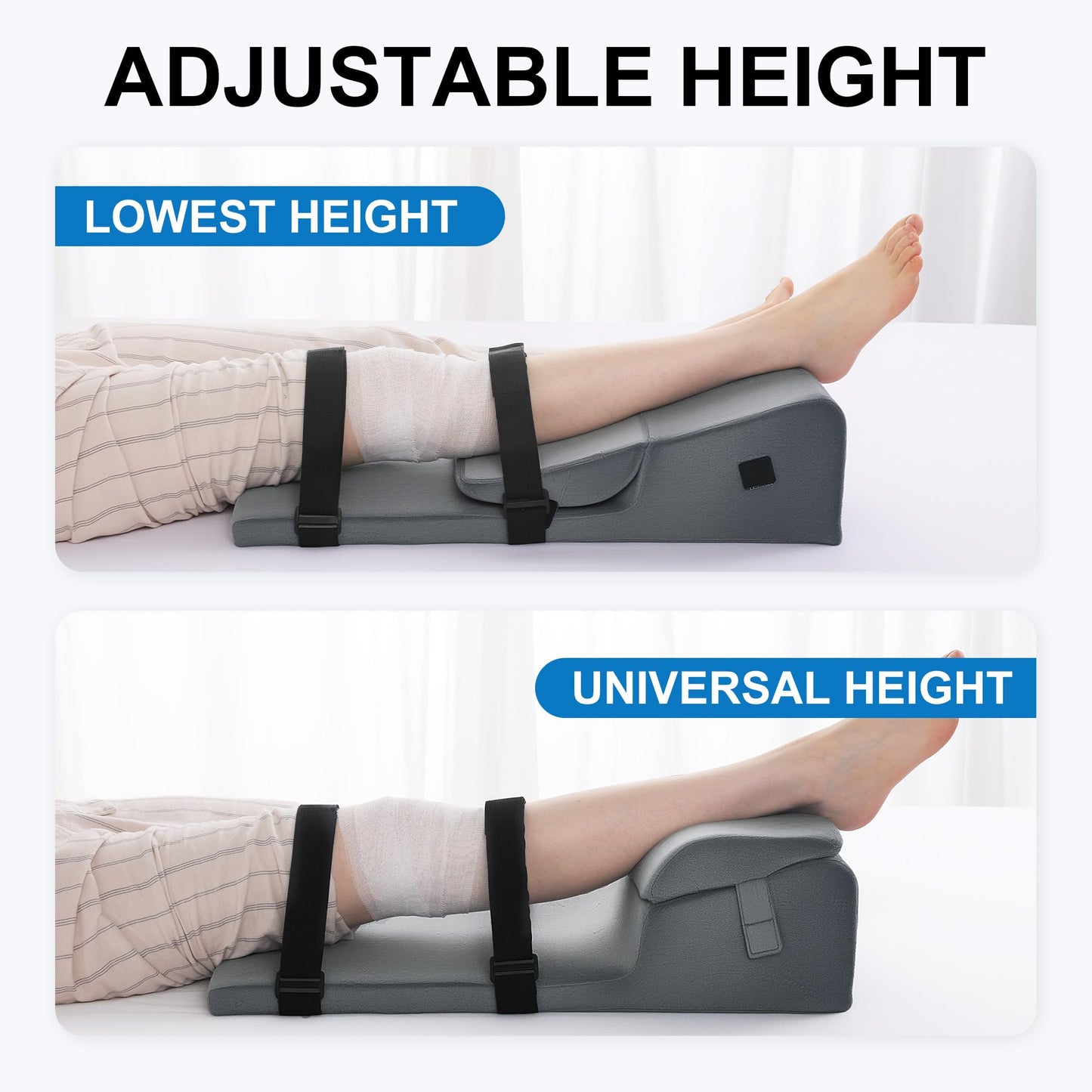 Hombys Health Adjustable Leg Elevation Pillow – Knee Surgery Recovery Support with Knee Extension Tool, Machine Washable Cover & ACL Recovery Aid