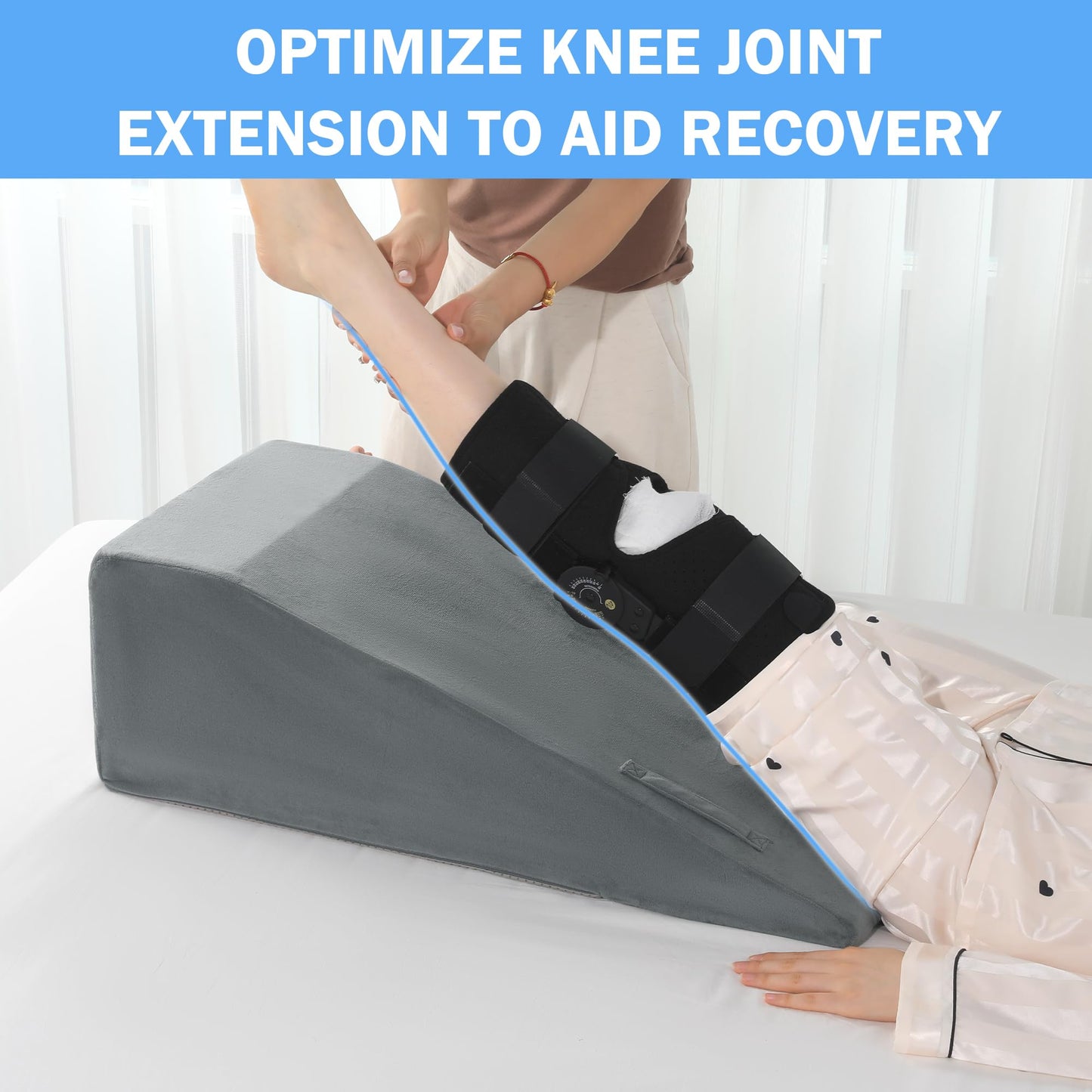 Hombys Health Leg Elevation Pillow – Post Surgery Knee Recovery Support with Handle, Leg Lifter for Blood Circulation & Knee Replacement Recovery, Hip, Foot & Ankle Support