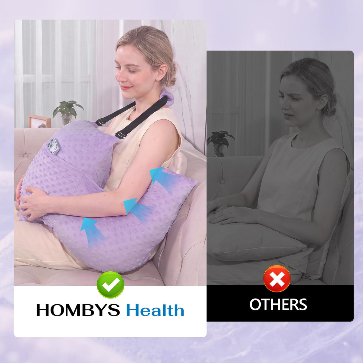 Hombys Health Hysterectomy Pillow for Side Sleeping – Shredded Memory Foam Abdominal Surgery Recovery Pillow with Gel Pack
