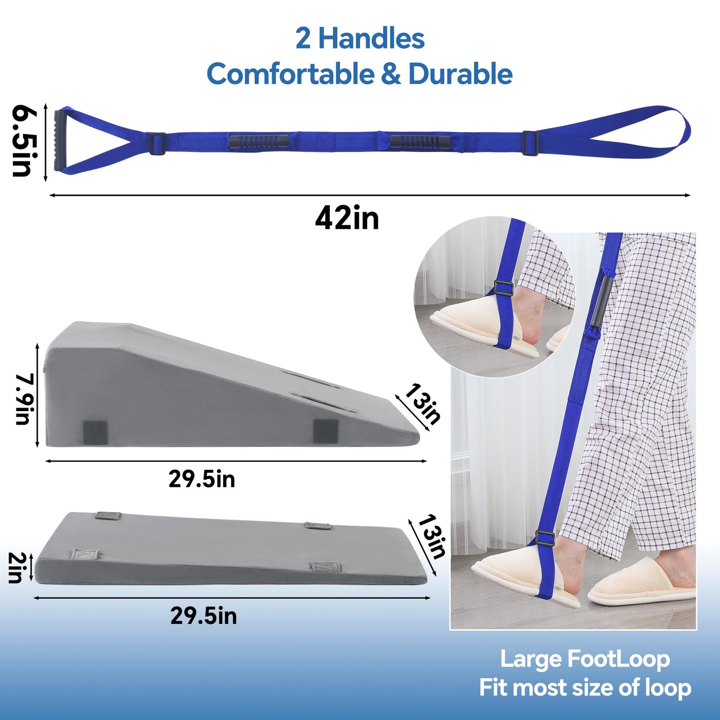 Hombys Health 2-in-1 Leg Elevation Pillow with Leg Lifter Strap