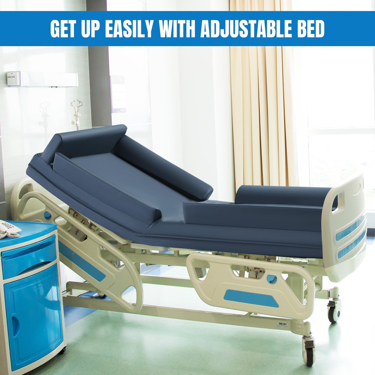 Hombys Health 6" Thickness 5-Zone Memory Foam Hospital Bed Mattress with Side Guards