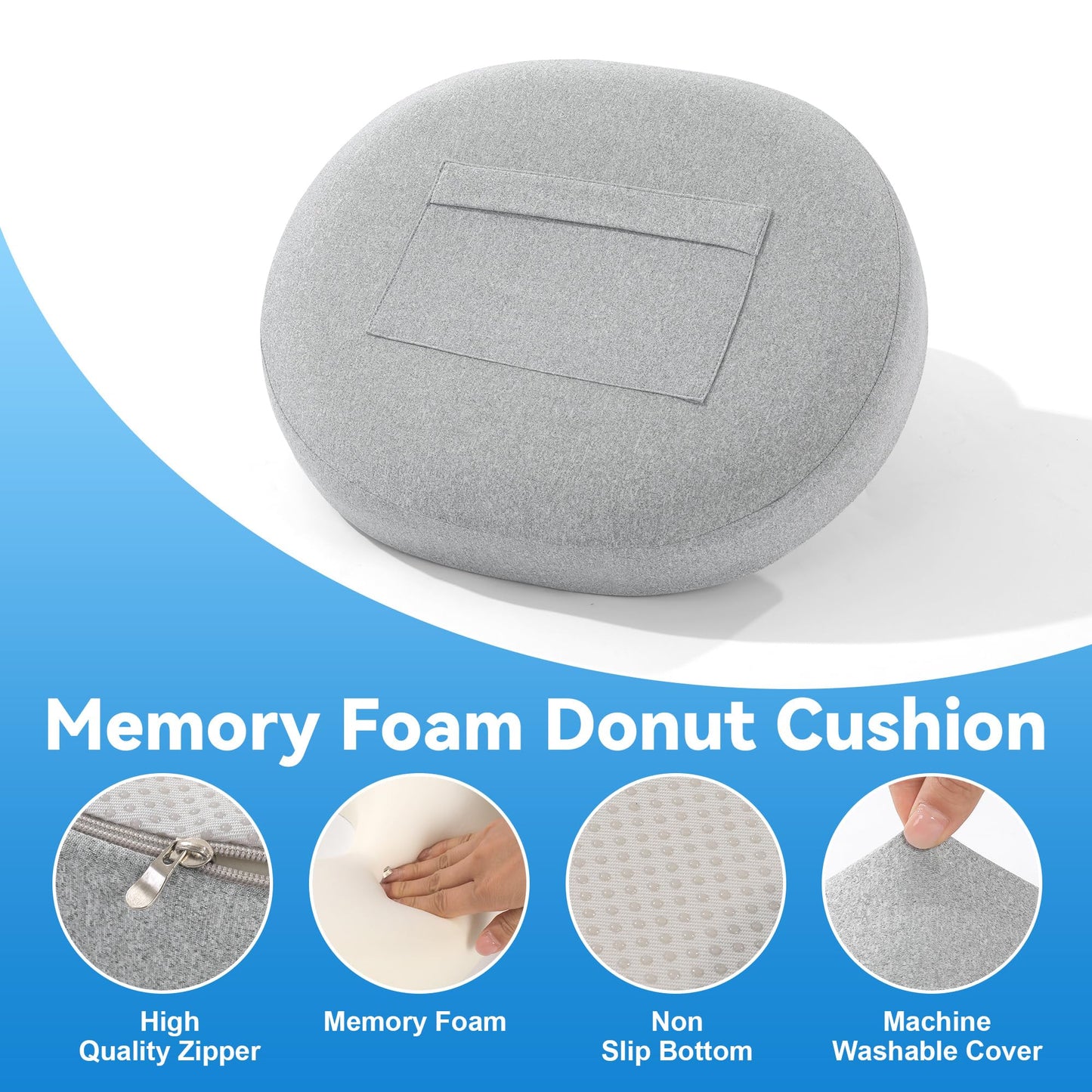 Hombys Health Cooling Donut Pillow with Hot & Cold Therapy Packs