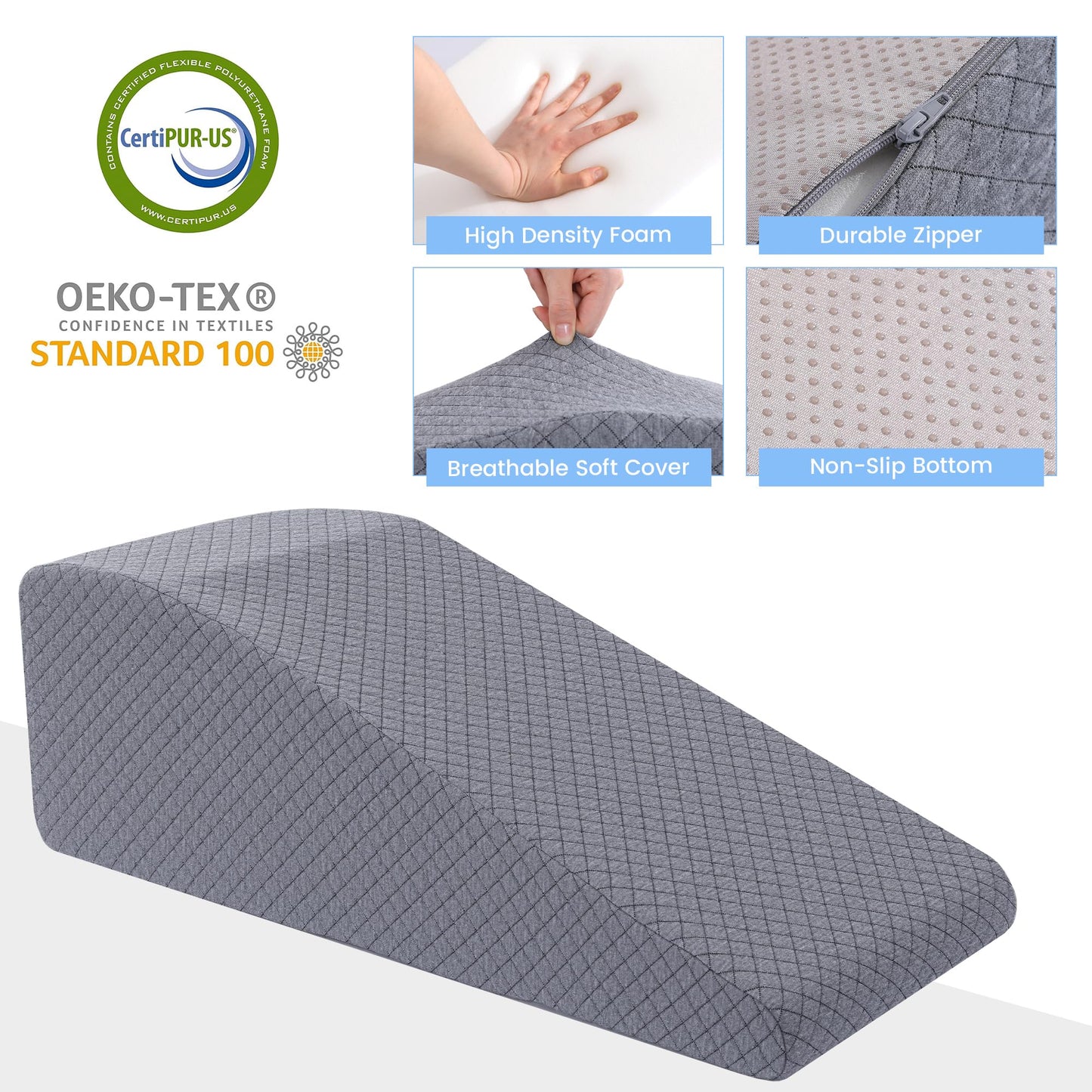 Hombys Health Leg Elevation Pillow – Wedge Pillow for After Surgery Recovery, Knee Replacement & Knee, Hip, Ankle Support
