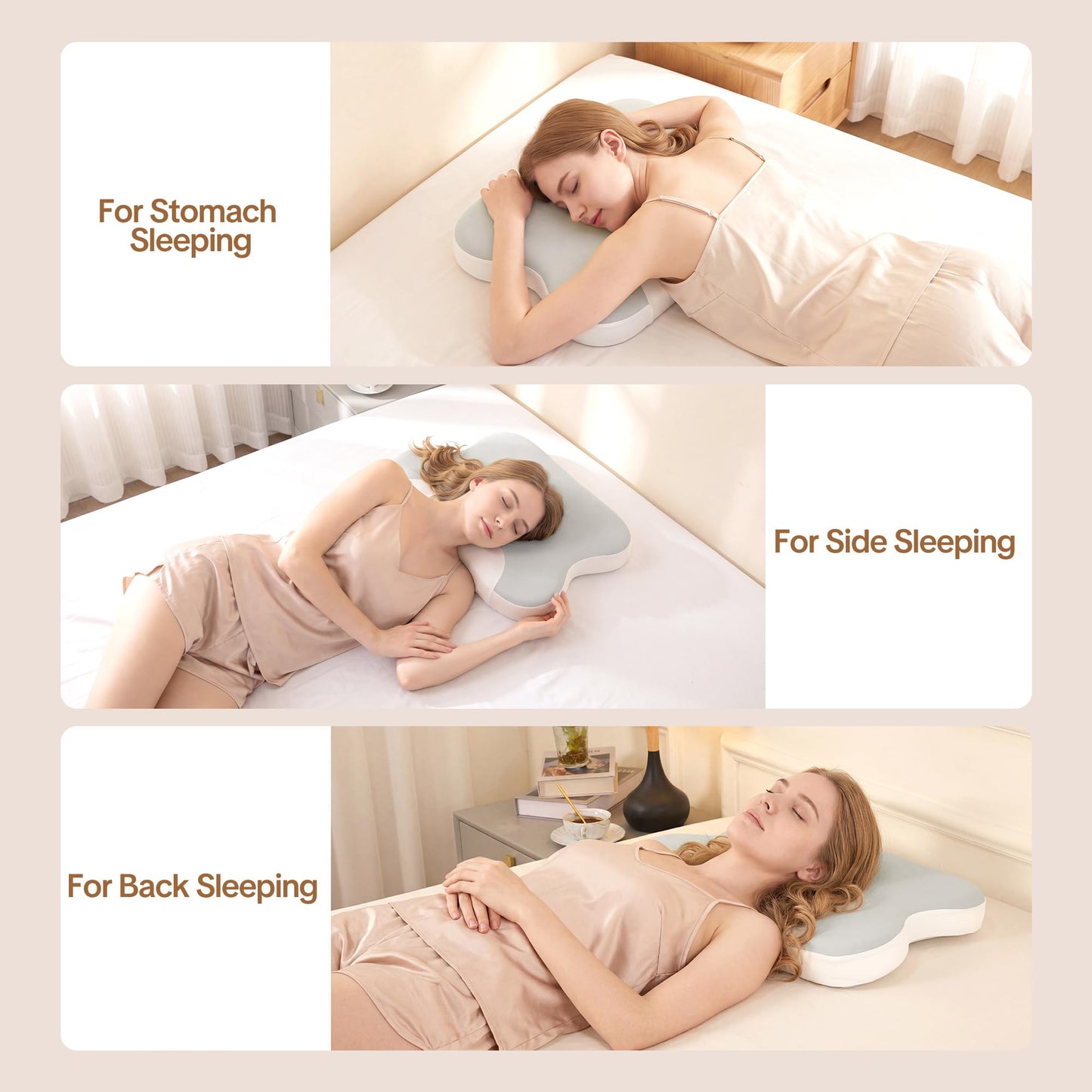 Pillow for Stomach Sleepers - Memory Foam Belly Sleeper Pillow for Neck Pain Relief, Ergonomic Thin Pillow with Washable Cover