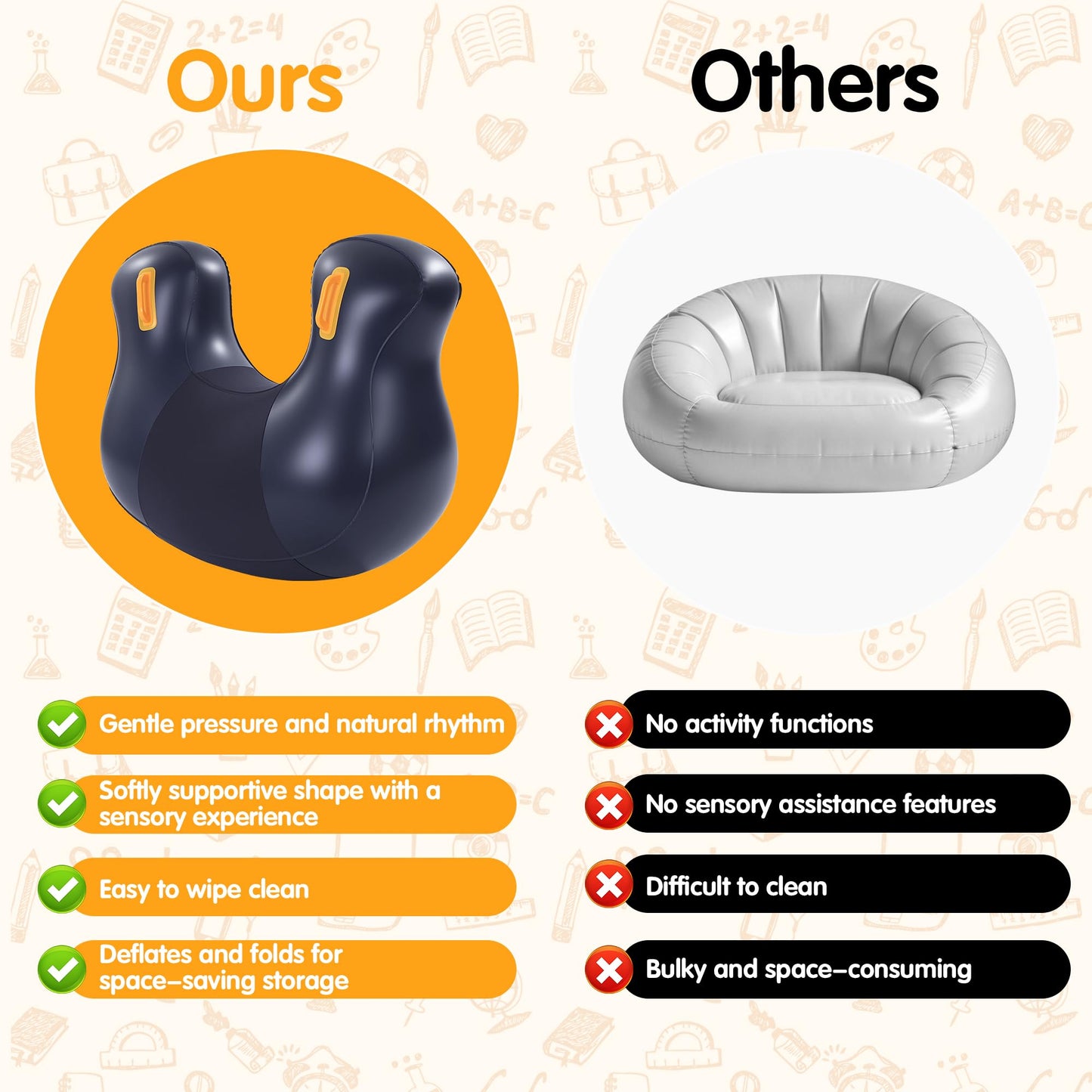 Inflatable Sensory Chair for Kids - Calming Compression Seat for Sensory Support, Durable Squeeze Chair for Special Needs Children
