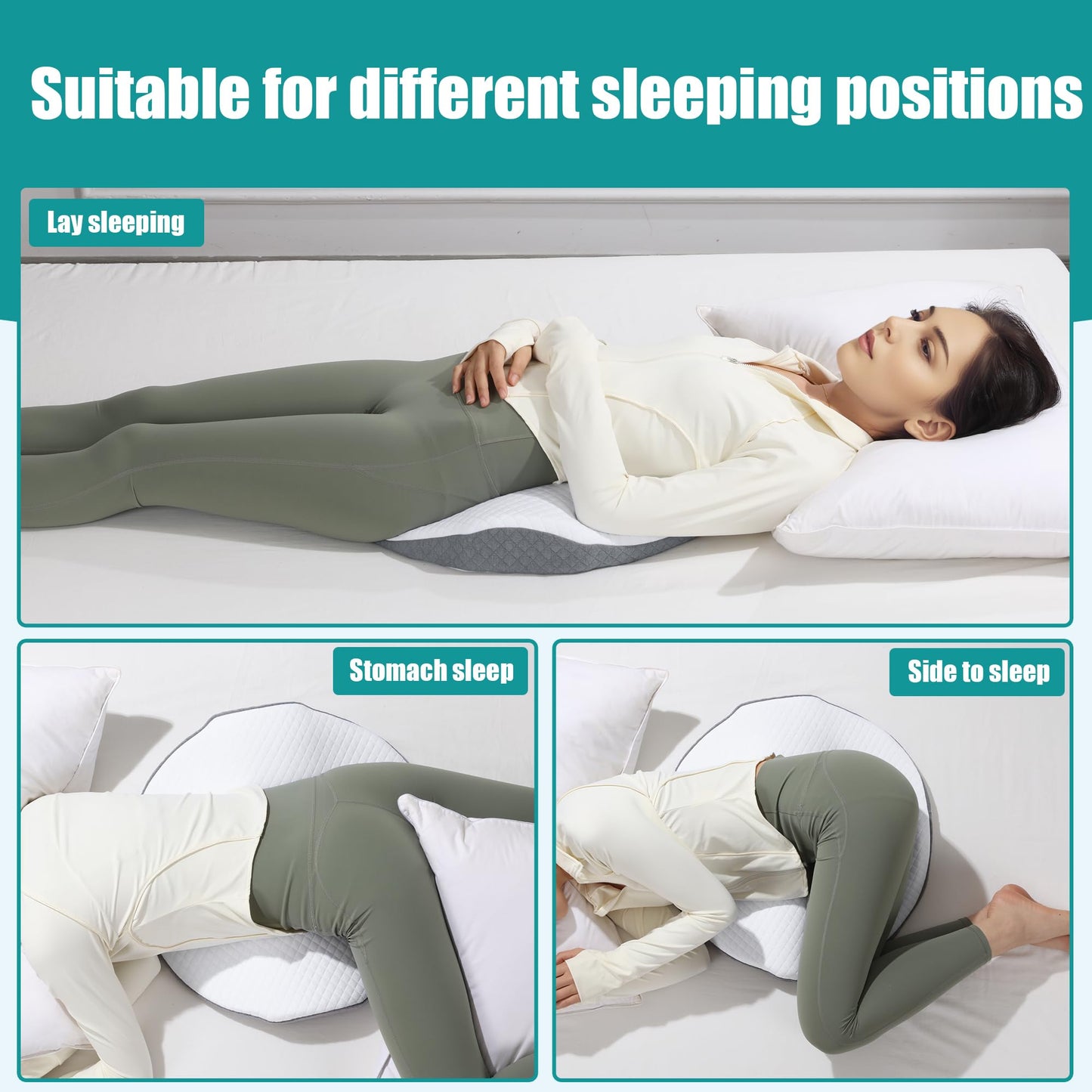 Hombys Health Memory Foam Lumbar Support Pillow for Bed