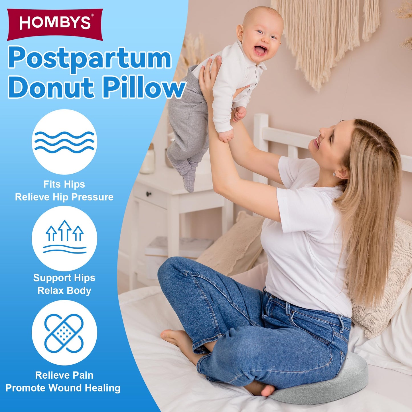 Hombys Health Cooling Donut Pillow with Hot & Cold Therapy Packs