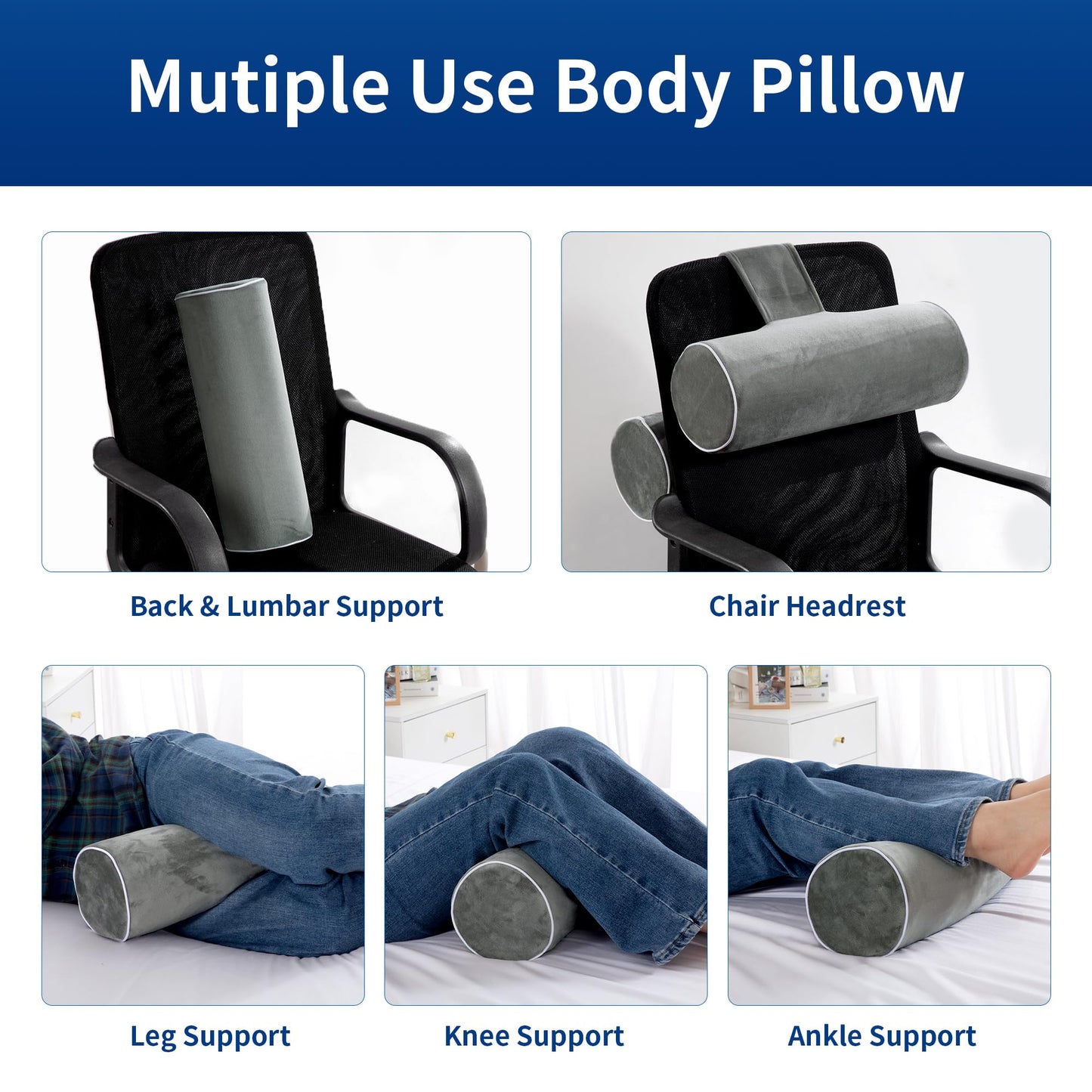Hombys Health Side Sleeping Training Body Pillow (Roll Cylinder Design)