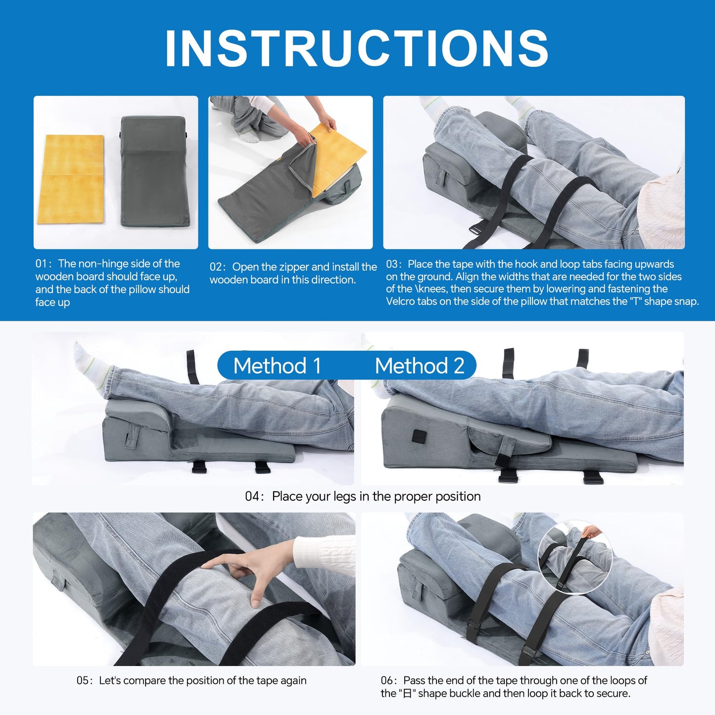 Hombys Health Adjustable Leg Elevation Pillow – Knee Surgery Recovery Support with Knee Extension Tool, Machine Washable Cover & ACL Recovery Aid