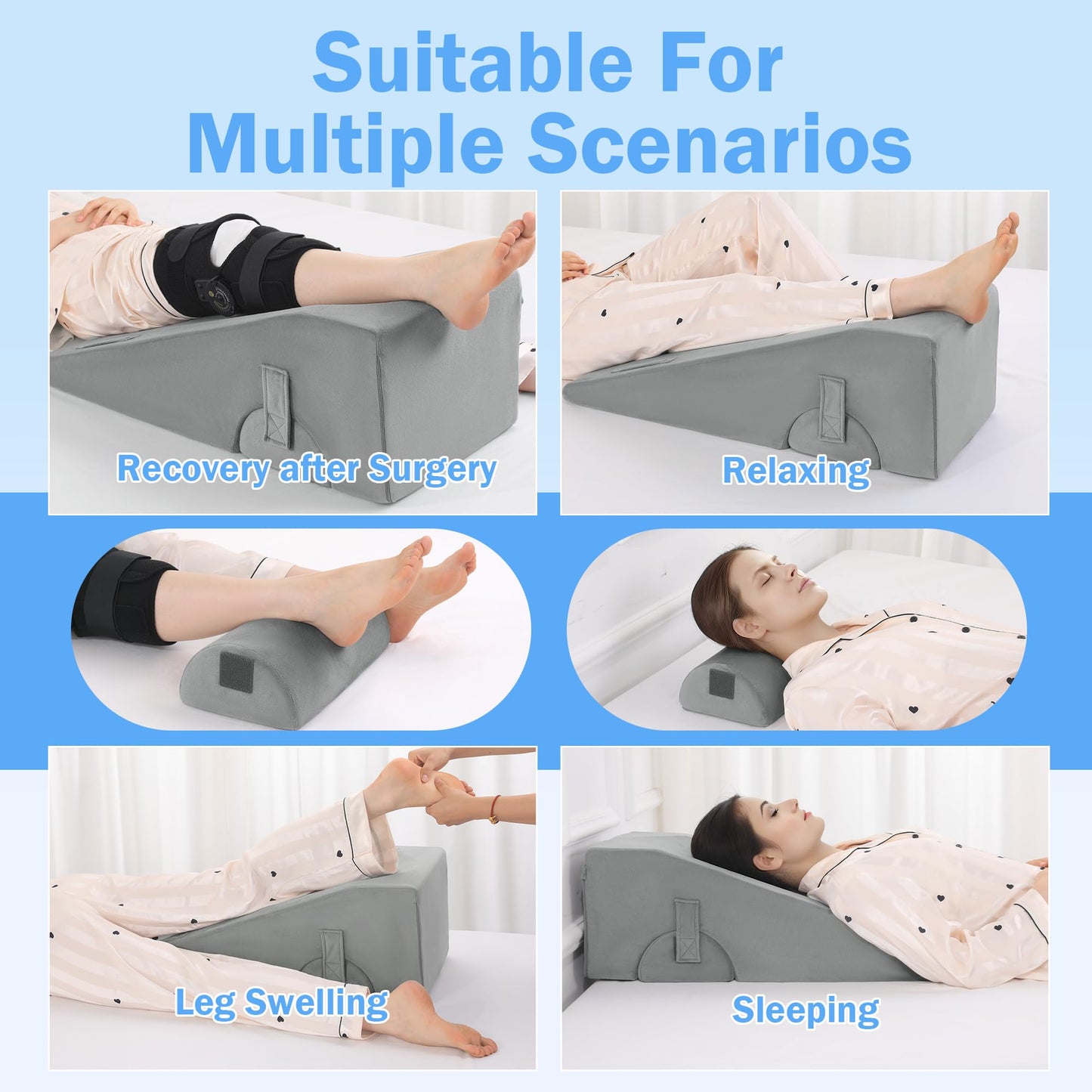 Hombys Health Knee Replacement Pillow – Different Height Leg Support for Knee Surgery Recovery, Hip, Foot & Ankle Recovery Aid